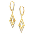 14K Yellow Gold 3/8 Cttw Double Triangle Drop and Dangle Diamond Earrings (G-H Color, SI1-SI2 Clarity)-5