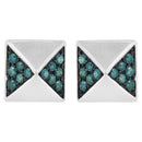 14K White Gold 1/4 Cttw Treated Blue Diamond Pyramid Stud Earring (Blue Color, SI1-SI2 Clarity)-5
