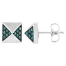 14K White Gold 1/4 Cttw Treated Blue Diamond Pyramid Stud Earring (Blue Color, SI1-SI2 Clarity)-6