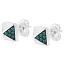14K White Gold 1/4 Cttw Treated Blue Diamond Pyramid Stud Earring (Blue Color, SI1-SI2 Clarity)-8