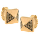 14K Rose Gold 1/4 Cttw Brown Diamond Pyramid Stud Earring (Brown Color, SI1-SI2 Clarity)-7