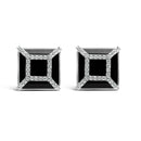 14K White Gold 3/8ct Diamond with 11x11MM Black Onyx Stud Earrings (G-H Color, SI1-SI2 Clarity)-4