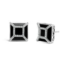 14K White Gold 3/8ct Diamond with 11x11MM Black Onyx Stud Earrings (G-H Color, SI1-SI2 Clarity)-5