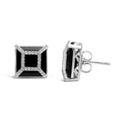 14K White Gold 3/8ct Diamond with 11x11MM Black Onyx Stud Earrings (G-H Color, SI1-SI2 Clarity)-6