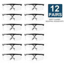 Hipa 12 Pack Anti Fog / Mist Universal Fit Safety Goggles Glasses Lens Eye Protective Concealer Clear Lab Outdoor & Indoor Work with Black Frame-1