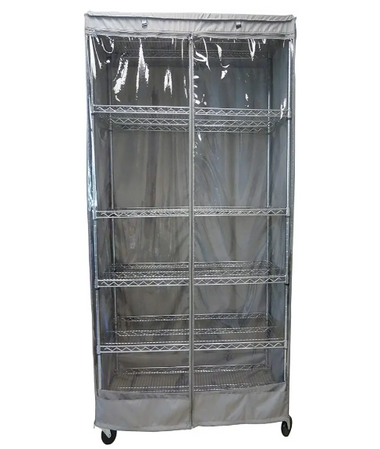 Storage Shelving Unit Cover, fits racks 36"W x 14"D x 72"H one side see through panel in Grey