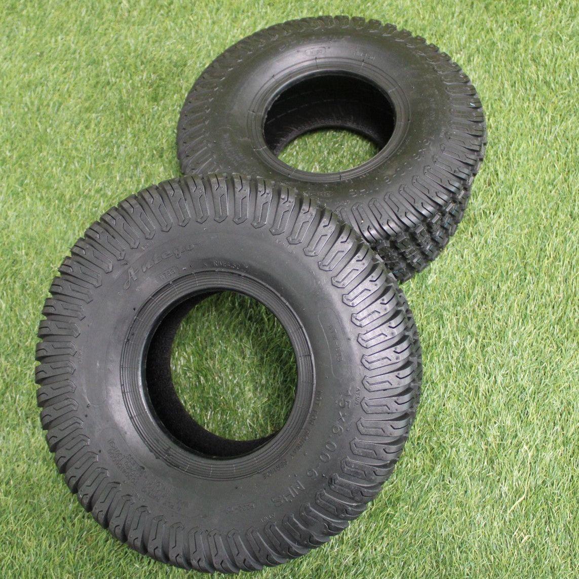 Antego Tire & Wheel - (Set of 2) (ATW-003) 15x6.00-6NHS Lawn Mower Tires, 4 Ply Turf Tires, 15x6.00-6 Tires, 15x6 6 Lawn Mower Tires