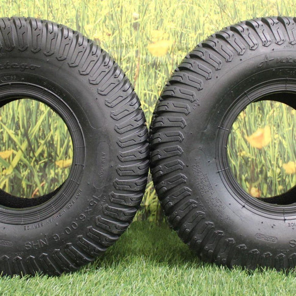 Antego Tire & Wheel - (Set of 2) (ATW-003) 15x6.00-6NHS Lawn Mower Tires, 4 Ply Turf Tires, 15x6.00-6 Tires, 15x6 6 Lawn Mower Tires