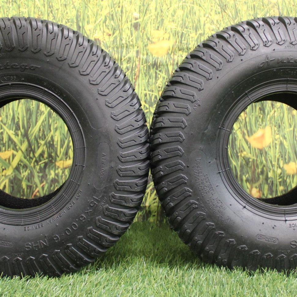 Antego Tire & Wheel - (Set of 2) (ATW-003) 15x6.00-6NHS Lawn Mower Tires, 4 Ply Turf Tires, 15x6.00-6 Tires, 15x6 6 Lawn Mower Tires