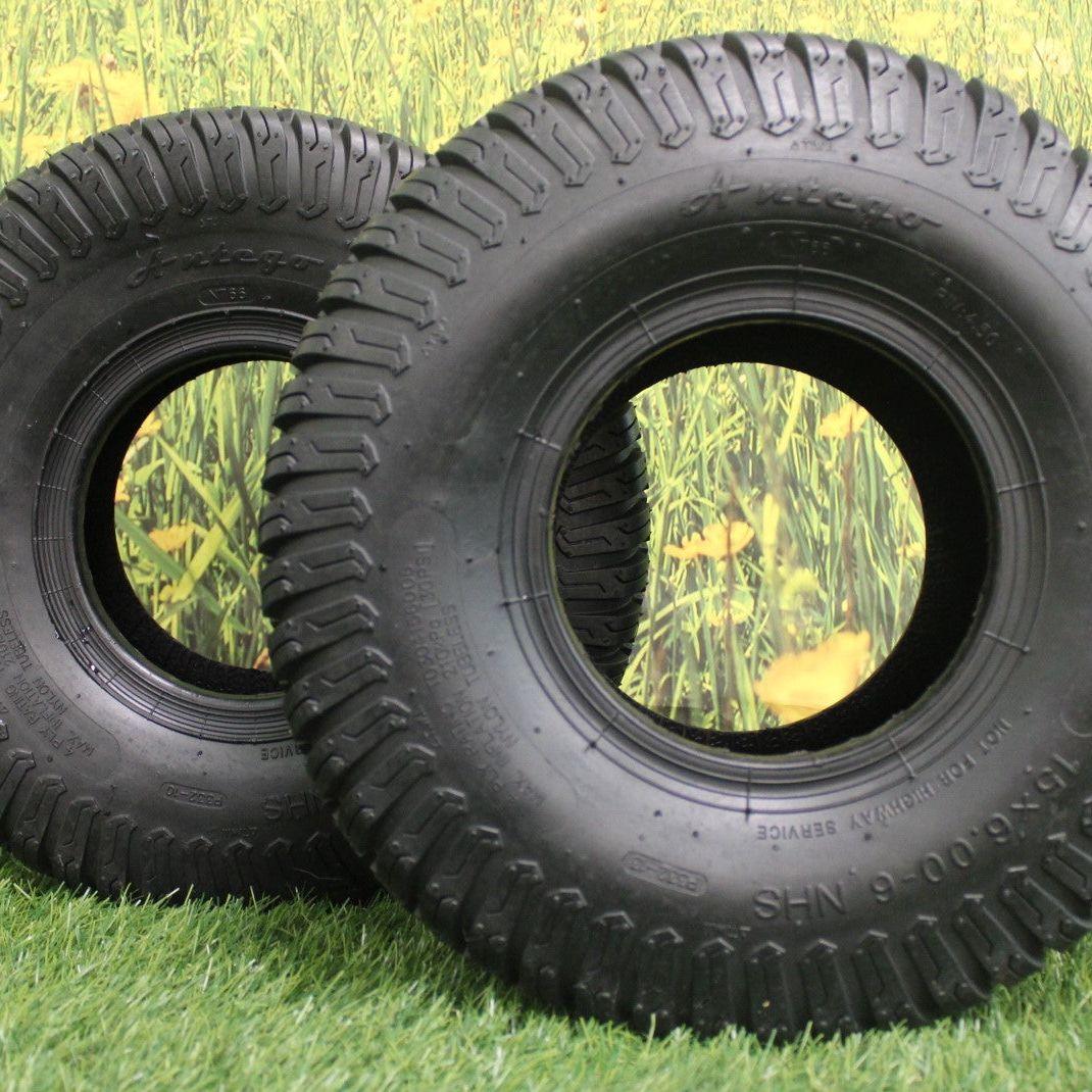 Antego Tire & Wheel - (Set of 2) (ATW-003) 15x6.00-6NHS Lawn Mower Tires, 4 Ply Turf Tires, 15x6.00-6 Tires, 15x6 6 Lawn Mower Tires - 0