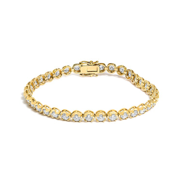 14K Yellow Gold 5.0 Cttw Diamond Scalloped Link Tennis Bracelet