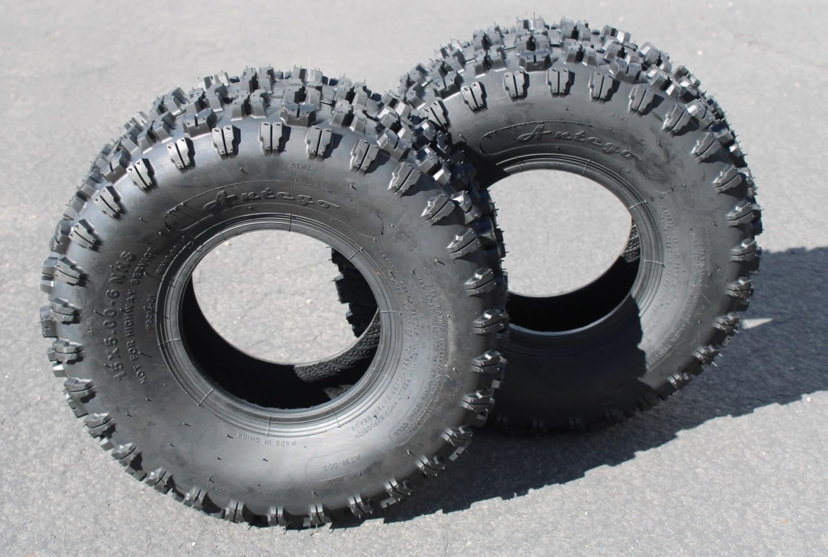 (Set of 2) Antego 15X5.00-6 ATW-053 2 ply Snow Blower Tires Non-directional - 0