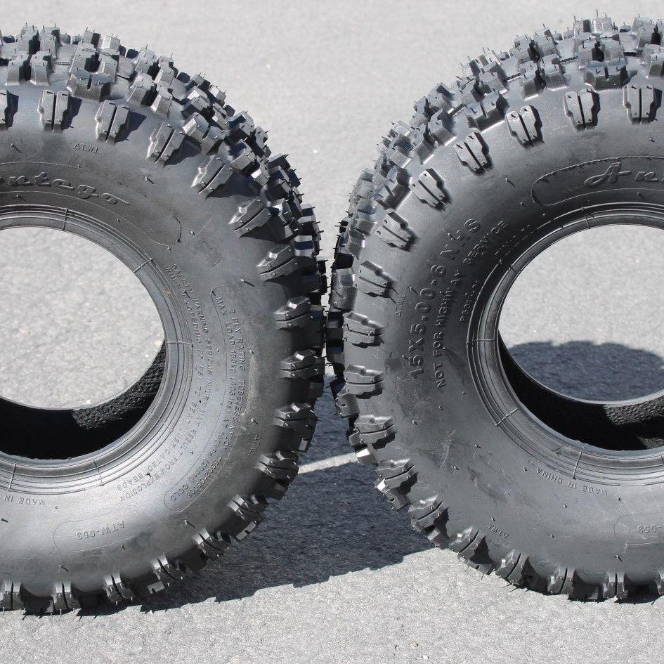 (Qty: 1) Antego 15X5.00-6 ATW-053 2 ply Snow Blower Tires Non-directional - 0