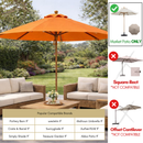 9ft Market Patio Umbrella 8 Rib Replacement Canopy Tangerine-5