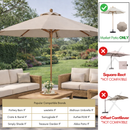 9ft Market Patio Umbrella 6 Rib Replacement Canopy Taupe-6