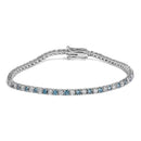 14K White Gold 4.0 Cttw Alternating White and Blue Lab Grown Diamond Tennis Bracelet - 7" inches-1