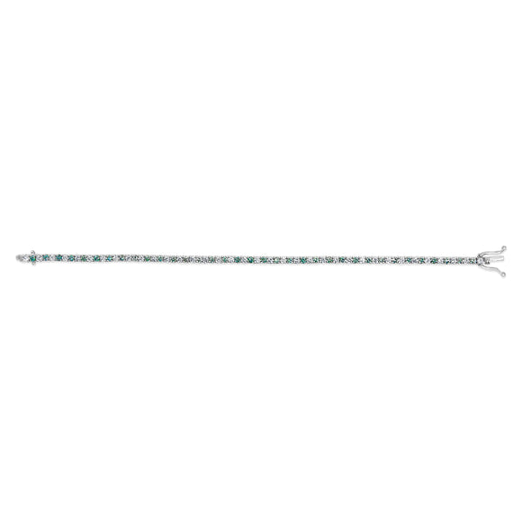 14K White Gold 4.0 Cttw Alternating White and Blue Lab Grown Diamond Tennis Bracelet - 7" inches