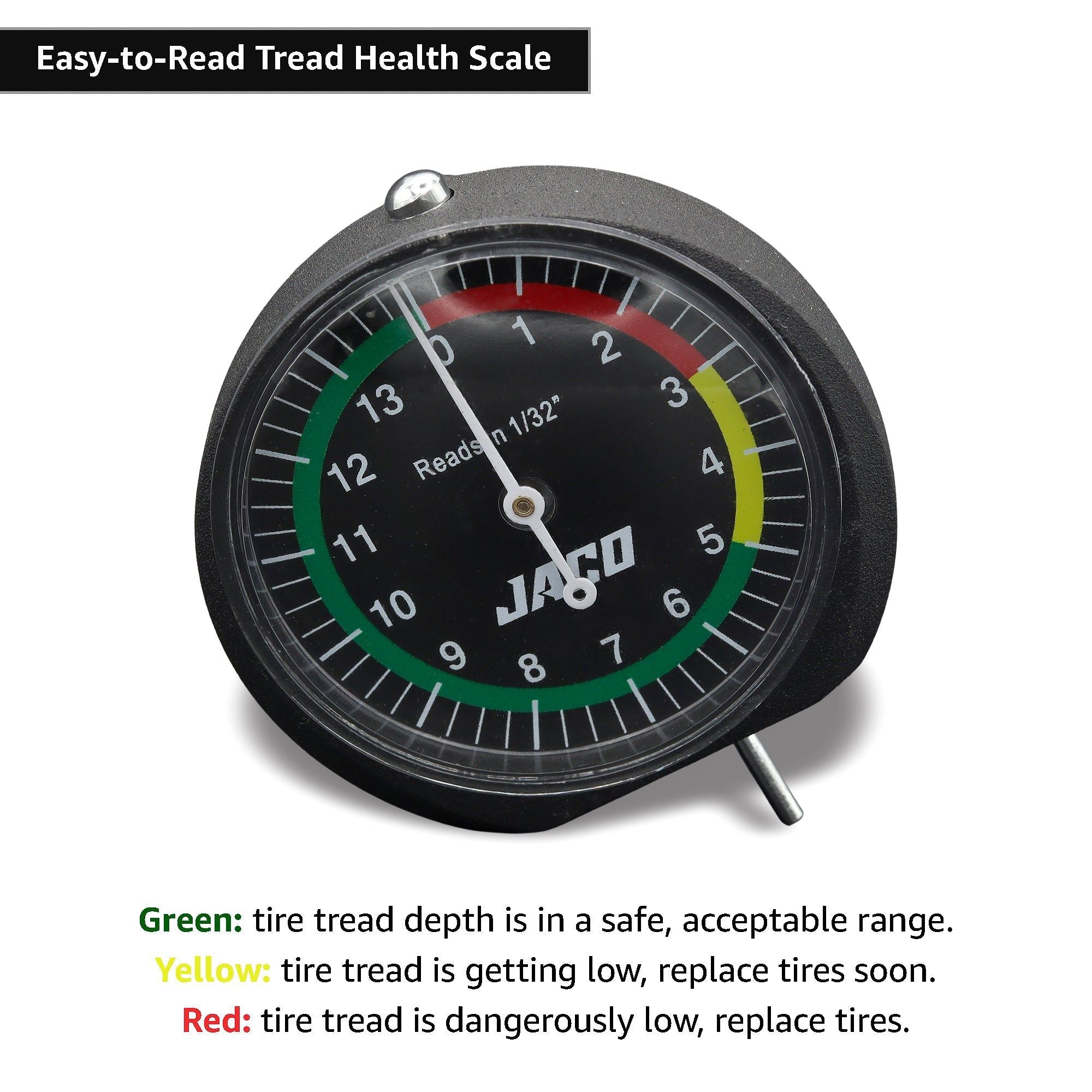 TreadPro Tire Tread Depth Gauge, Dial Type (Reads in 1/32 inch)