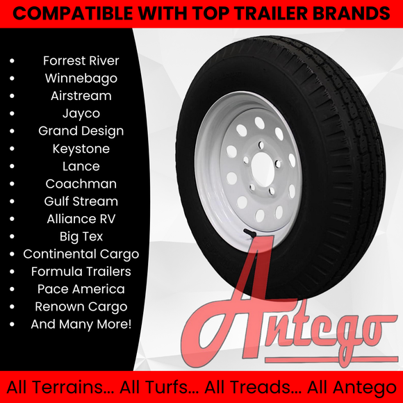(Set of 2) Antego Tire and Wheel Heavy-Duty 175/80D13 Highway Terrain – 6-Ply-Ply, 13.0-Inch Wheel, Designed for Secure & Stable Towing | A130454500116206ST17580D13-B2
