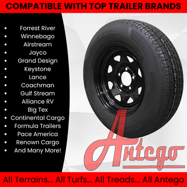(Single Assembly) Antego Tire and Wheel 205/75R14 Trailer Tire – Reinforced 8-Ply-Ply Design, 14.0-Inch Rim – Built for Long-Distance Hauling & Stability | A140554020096108ST20575R14 - 0