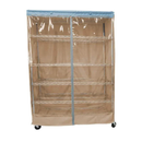 Storage Shelving Unit Cover, fits racks 36"W x 14"D x 54"H one side see through panel in Beige Khaki and Blue Trim-1
