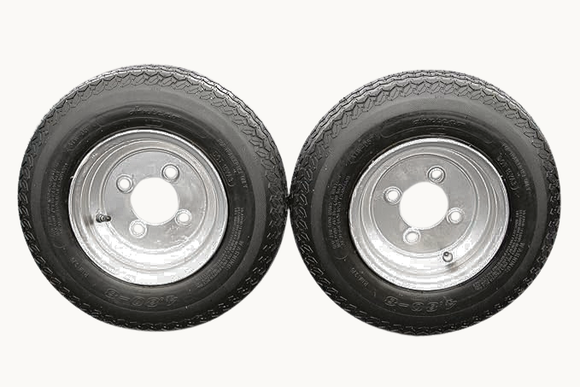 Antego Tire and Wheel (Set of 2) 4.80-8 Tire and Wheel Assemblies, Galvanized 4 Lug Trailer Tires and Wheels, 6 Ply, Load Range C