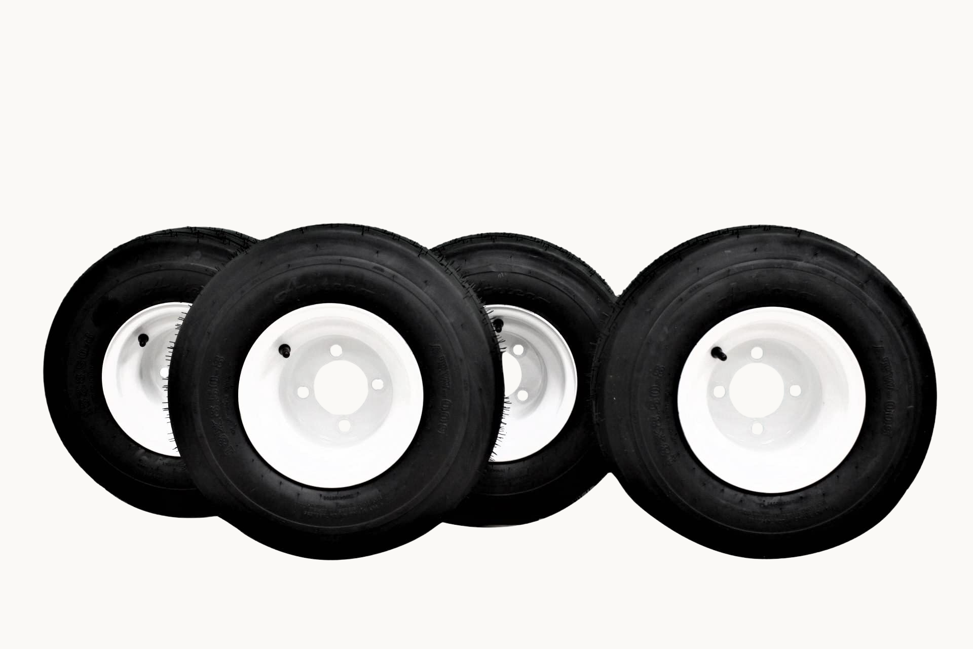 Set of Four 18x8.50-8 White Wheel Assemblies