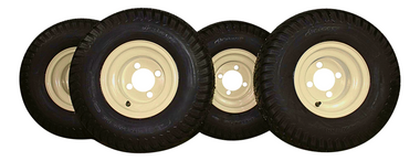 (Set of 4) Beige/Tan Steel Wheels with 18x9.50-8 4 Ply Turf Tires for Golf Cart and Lawn and Garden Equipment