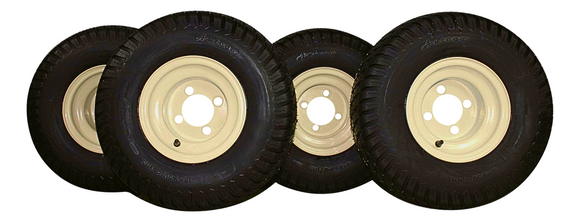 (Set of 4) Beige/Tan Steel Wheels with 18x9.50-8 4 Ply Turf Tires for Golf Cart and Lawn and Garden Equipment