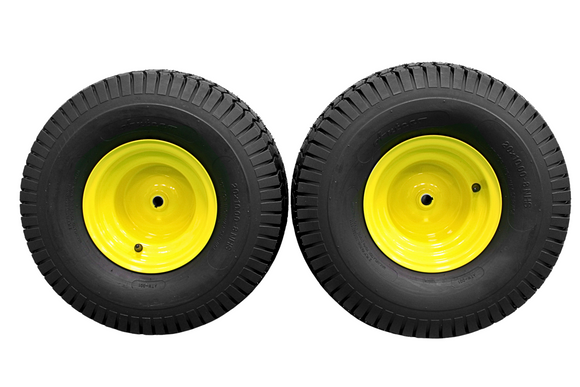 20x10.00-8 Tires with 8x7 John Deere Yellow Wheels 2 Ply for Lawn & Garden Mower Turf Tires (Set of 4)
