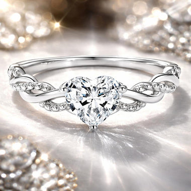 925 Sterling Silver Love Ring with CZ, Size 6.0