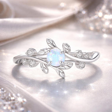 925 Sterling Silver Opal & CZ Ring 0.2cm Size 6.0 for Women - 0