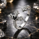 925 Sterling Silver Pavé Setting CZ Oxidized Silver Ring-1