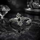 925 Sterling Silver Pavé Setting CZ Oxidized Silver Ring-2