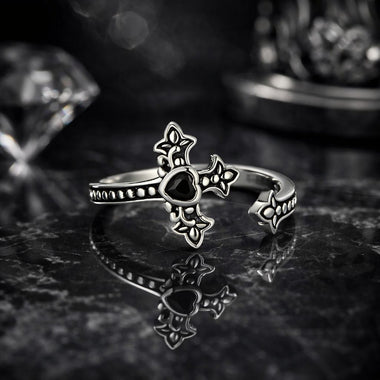 925 Sterling Silver Pavé Setting CZ Oxidized Silver Ring - 0