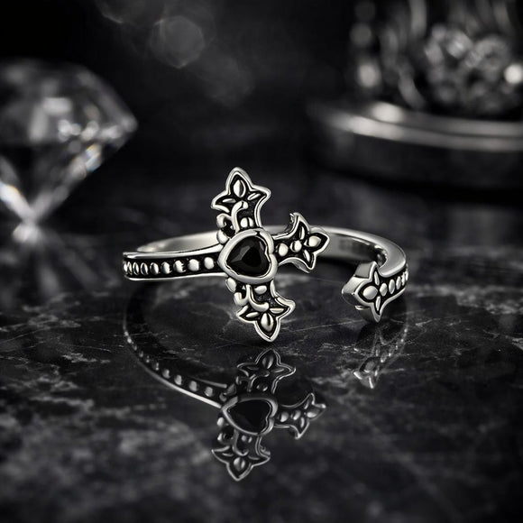 925 Sterling Silver Pavé Setting CZ Oxidized Silver Ring