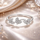 925 Sterling Silver Oxidized Butterfly Ring with Pavé Setting CZ for Women-2