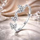 925 Sterling Silver Oxidized Butterfly Ring with Pavé Setting CZ for Women-1