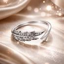 925 Sterling Silver Pavé Setting CZ Leaf Ring for Women-2