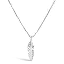 14K White Gold Diamond Accent Feather Pendant Necklace-1
