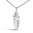 14K White Gold Diamond Accent Feather Pendant Necklace-2