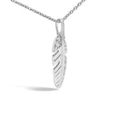 14K White Gold Diamond Accent Feather Pendant Necklace-3