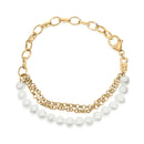 18K Yellow Gold Vermeil Cultured Pearl Station Link Bracelet-3