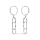 14K White Gold 1/4 Cttw Diamond Interlocking Paperclip Dangle Earrings-1