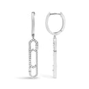 14K White Gold 1/4 Cttw Diamond Interlocking Paperclip Dangle Earrings-3