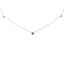14K White Gold 1/5 Cttw Diamond and Ruby Tri Station Necklace-1
