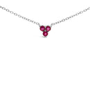 14K White Gold 1/5 Cttw Diamond and Ruby Tri Station Necklace-2
