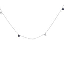 14K White Gold 1/5 Cttw Diamond and Sapphire Trio Cluster Station Necklace-1