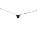 14K White Gold 1/5 Cttw Diamond and Sapphire Trio Cluster Station Necklace-2