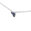 14K White Gold 1/5 Cttw Diamond and Sapphire Trio Cluster Station Necklace-3